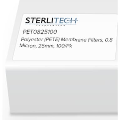 Polyester (PETE) Membrane Filters, 0.8 Micron, 25mm, 100/Pk