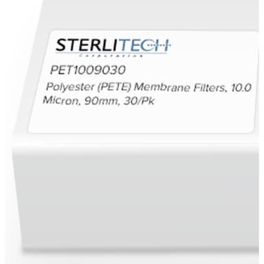 Polyester (PETE) Membrane Filters, 10.0 Micron, 90mm, 30/Pk