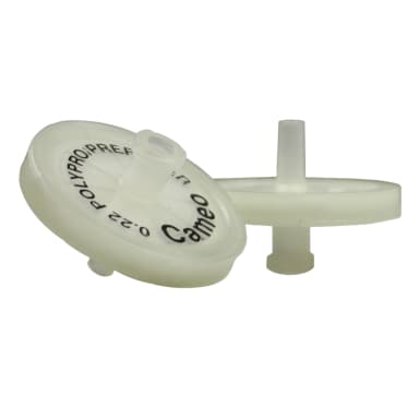 Polypropylene Syringe Filter, Hydrophobic, Cameo, 0.22 Micron, 30mm, 500/pk