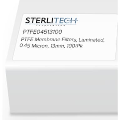 PTFE Laminated Membrane Filters, 0.45 Micron, 13mm, 100/Pk