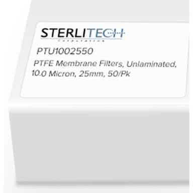 PTFE Unlaminated Membrane Filters, 10.0 Micron, 25mm, 50/Pk