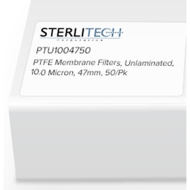 PTFE Unlaminated Membrane Filters, 10.0 micron, 47mm, 50/Pk