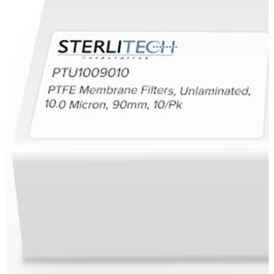 PTFE Unlaminated Membrane Filters, 10.0 Micron, 90mm, 10/Pk