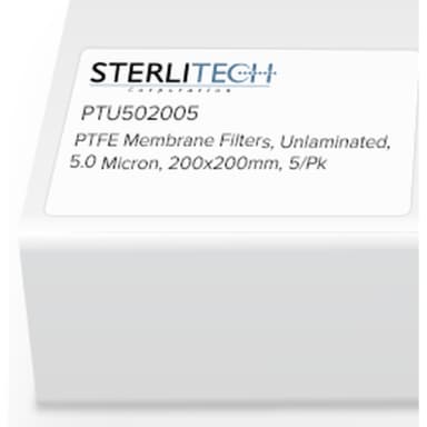 PTFE Unlaminated Membrane Filters, 5.0 micron, 200 x 200mm, 5/Pk