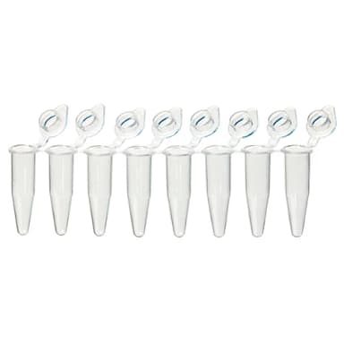02F QuickSnap 0.2mL 8-Strip Tubes, with Individually-Attached Flat Caps, Clear - PK/1