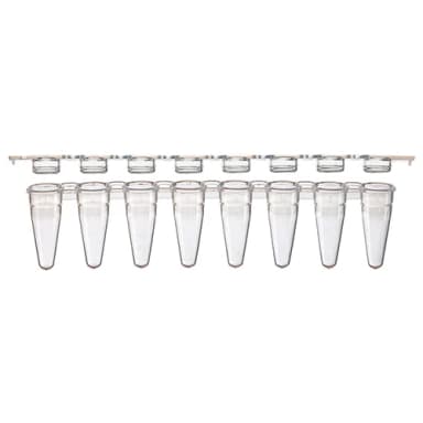 01F 0.1mL 8-Strip Tubes, Low Profile, with Separate 8-Strip Clear Flat Caps, Natural - PK/1