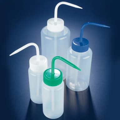 Wash bottle, wide mouth, 500mL, LDPE, round, green screwcap