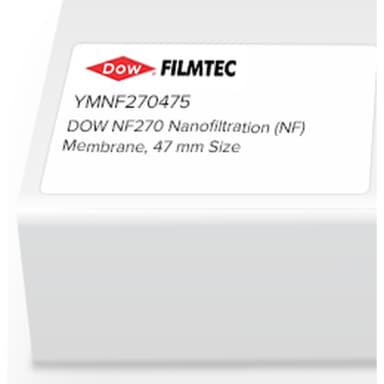 Dow Filmtec Flat Sheet Membrane, NF270, PA-TFC, NF, 47mm, 5/Pk
