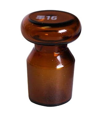 Ground Glass Flask Stoppers, Amber, No. 19, PK/6