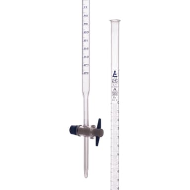 Borosilicate Burette, Straight Bore, PTFE Stopcock - 25mL cap., 0.1mL grad., 0.05mL tol. - Class A