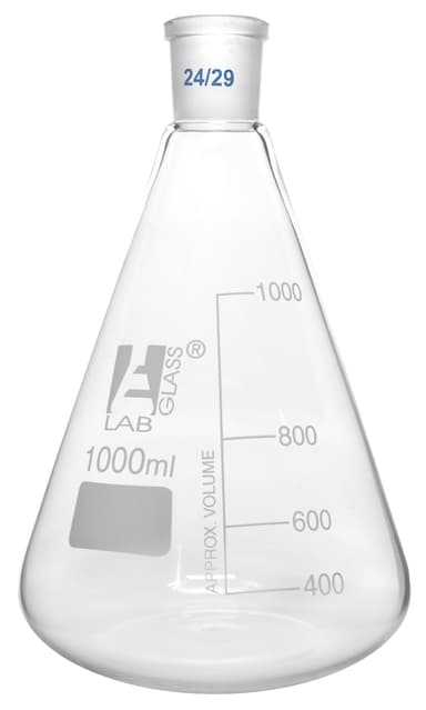 Erlenmeyer Flask, 1000ml - 24/29 Joint, Interchangeable - Borosilicate Glass - Conical Shape, Narrow Neck