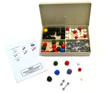 Molecular Model Kit (127 Pieces), Introduction Kit, Inorganic Chemistry, Single and Double Covalent Bonds, Long Flexible Links, Short Links Includes Short Link Removing Tool - Case Included