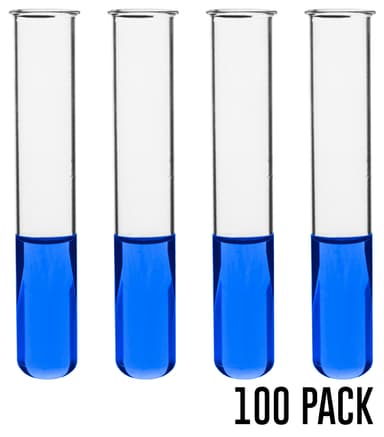Test Tubes, 50ml - Borosilicate 3.3 Glass - 1.2mm Thick Walls, Beaded Rim - Superior Heat & Chemical Durability - 5.9" Tall, 1" Diameter, 100PK