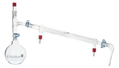 Simple Distillation Apparatus - Borosilicate Glass - Flask, Still Head, Condenser, Receiver Adapter, Joint Clips