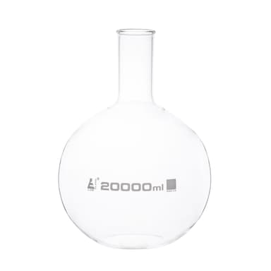 Florence Boiling Flask, 20,000ml - Flat Bottom, Narrow Neck, Beaded Rim - Borosilicate Glass