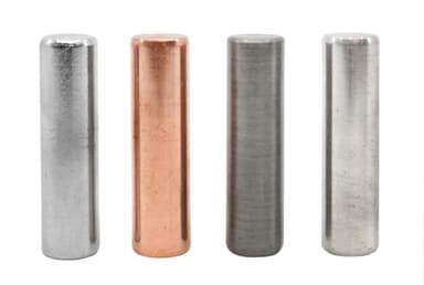 4pc Metal Cylinder Set - Aluminum, Zinc, Copper & Steel - 1.5" x 0.4" - For Density Investigation, Specific Gravity & Specific Heat Experiments