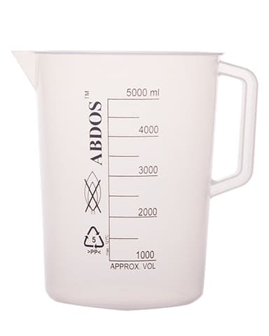Abdos Printed Beakers with Handle, Polypropylene (PP) 5,000 mL, 2/CS