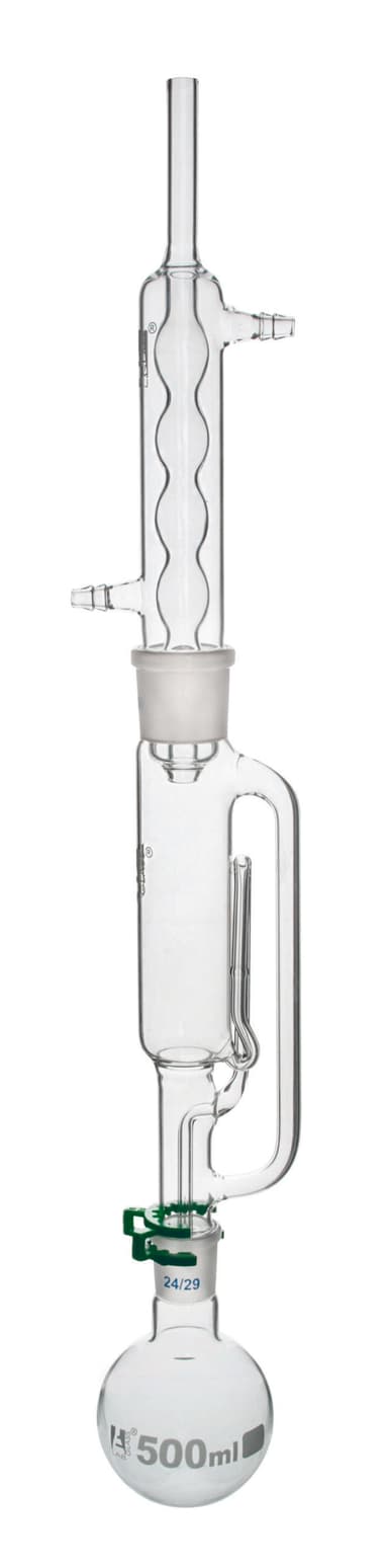 Soxhlet Extraction Apparatus - 200mL Extractor, 500mL Flask, Condenser - Borosilicate Glass
