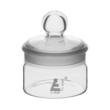 Weighing Bottle, Low Form, 50ml capacity, Borosilicate Glass with Interchangeable Ground Stopper