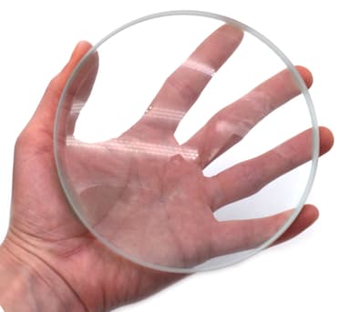 Top Spinning Base, 5" (125mm) Surface, 12mm Thick - Double Concave - Premium Optical Glass Lens, 20mm Focal Length - Optically True - Ground, Beveled Edges