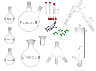 Short Path Distillation Set, 21 Piece - ASTM Type I, Class A - Borosilicate 3.3 Glass - Glassware Only