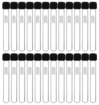 Test Tubes, 5ml - Bakelite Screw Cap with Rubber Liner - Borosilicate 3.3 Glass - 3.9" x 0.5"- Round Bottom - Blank Writable Area - Leak Proof, 24PK