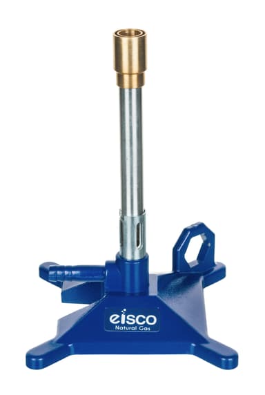 Bunsen Burner, Natural Gas - Flame Stabilizer, Air Flow Adjustable - Cast Iron StabiliBase, Anti-Tip Design with Handle - Suitable for use with Natural Gas
