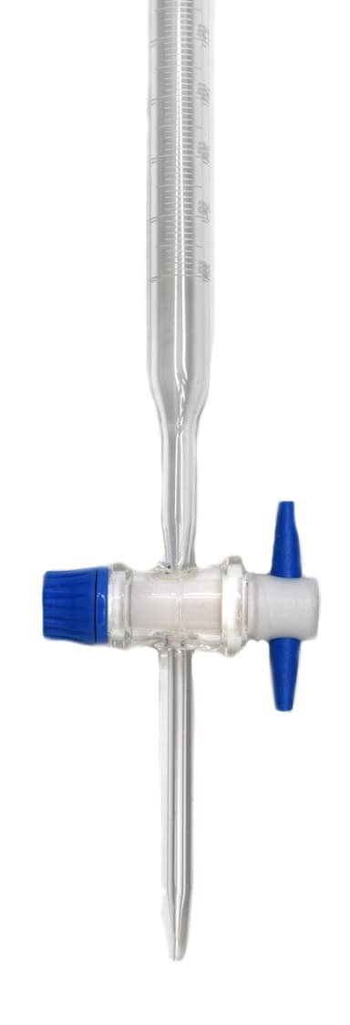 Burette, 25ml - Class A, DIN 385 Compliant, Borosilicate Glass with PTFE Key Stopcock, 0.10ml Graduations
